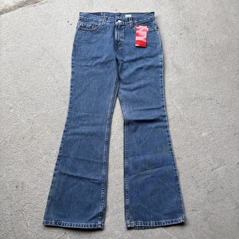 Vintage NOS Levis 514 Jeans Women 9 Jr Blue Denim Super Low Flared Leg Y2k USA